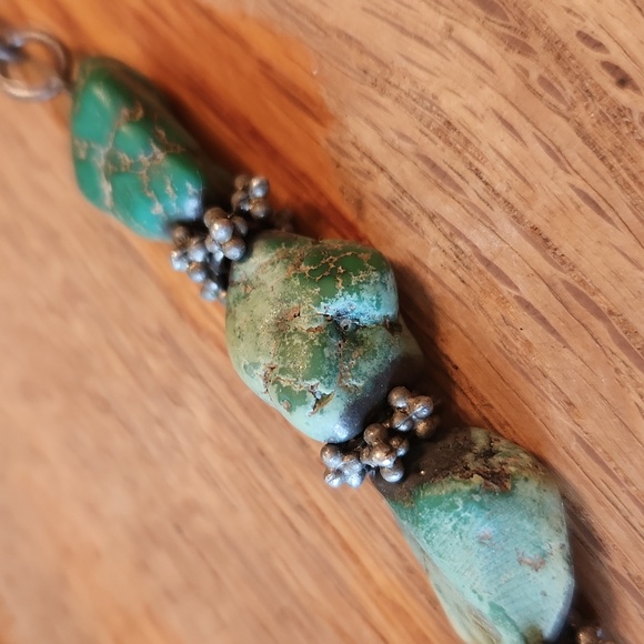 Liz‎ Henry 925 silver marked turquoise beaded necklace 18" - Picture 2 of 15